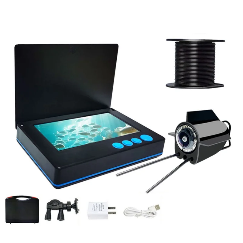 

Underwater Fishing Camera 4.3inch Screen Night Vision 1080P 220° Wide Angle 8000mAh Battery 50m US Plug