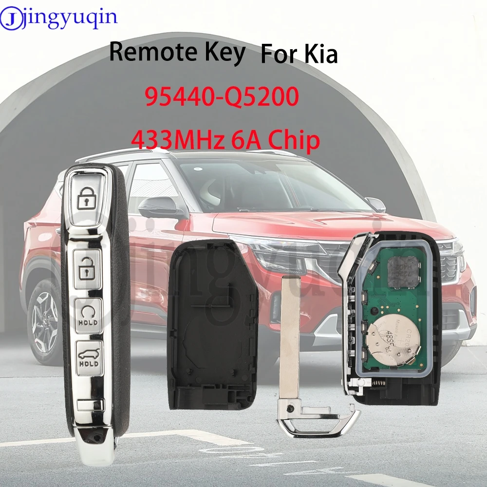 

jingyuqin 95440-Q5200 433mhz 6A Chip 4 Buttons Keyless-Go Smart Remote Key Fob For Kia Seltos 2019-2023 Auto Control Key Fob