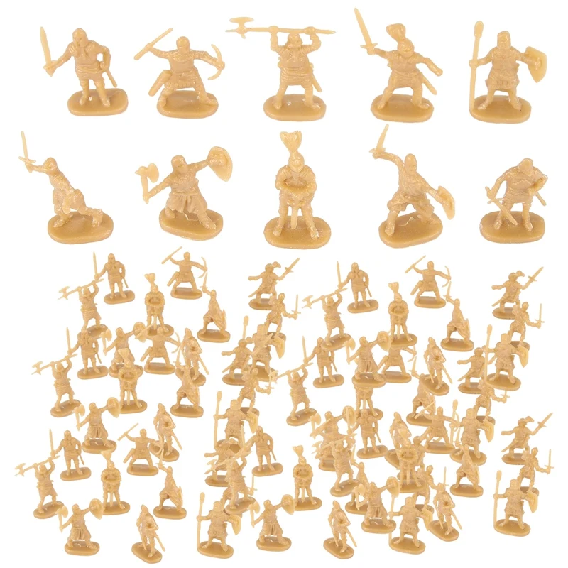 1:72 200/Set Plastic Oude Soldatenfiguren Speelgoed Archaïsche Soldaten Mannen Zwaardvechter Actie Figuur Diy Oorlogsscène Speelgoed Goud