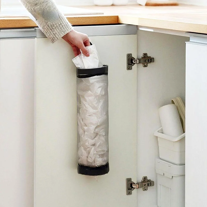 

Home Grocery Bag Holder Wall Mount Plastic Bag Holder Dispenser Hanging Storage Trash Garbage Bag Kitchen Garbage Organizer