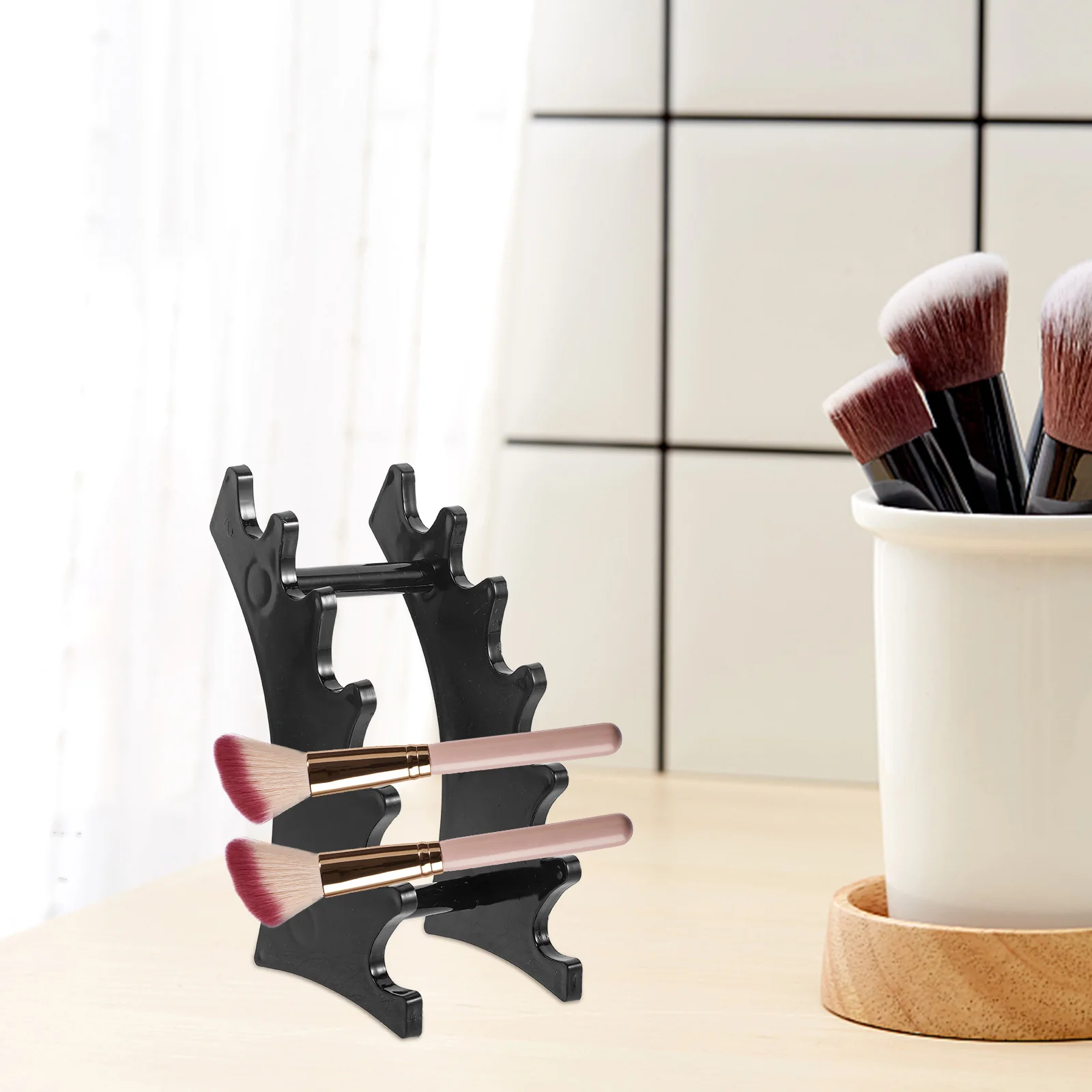 Makeup Brush Drying Rack Mini Cute Portable Storage Tool Pen Holder (black) Display Plastic