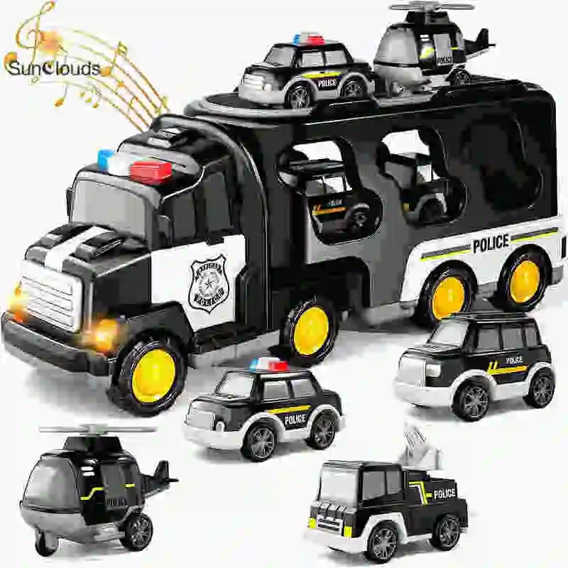 

Police Truck Toys Toddlers 3 4 5 6 Years Old, 5 in 1 Truck Friction Power Toy Car Christmas Birthday Gifts for Boys & Girls 3-5