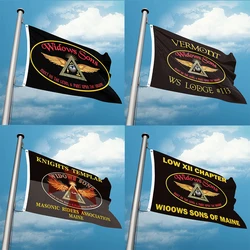 Masonic Flag Widows Sons 3X5FT 90X150CM Banner Brass Metal Holes Customizable Add Any Word, Any Size, Free Design