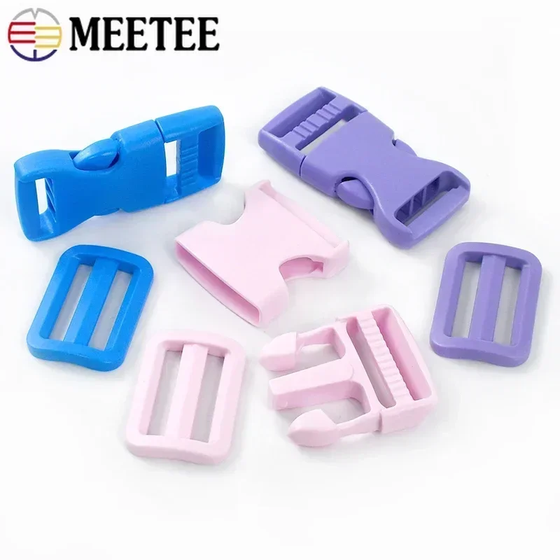 2/5Sets Backpack Buckles for Strap Plastic Release Closure Clasp Tri-Glide Slider Ring Hook Knapsack Belt Loops DIY Accessories