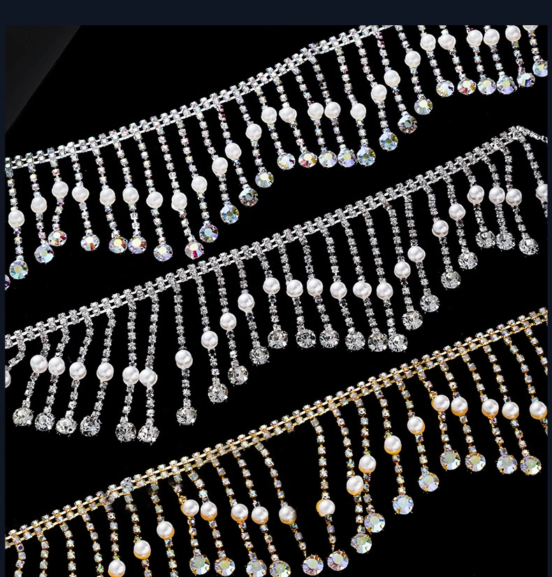 5 Meter Strass-Kette Kristall-Diamant-Perlen Zubehör DIY Handwerk Geschenkdekoration Quasten-Strassband Nähzubehör – Detail 4