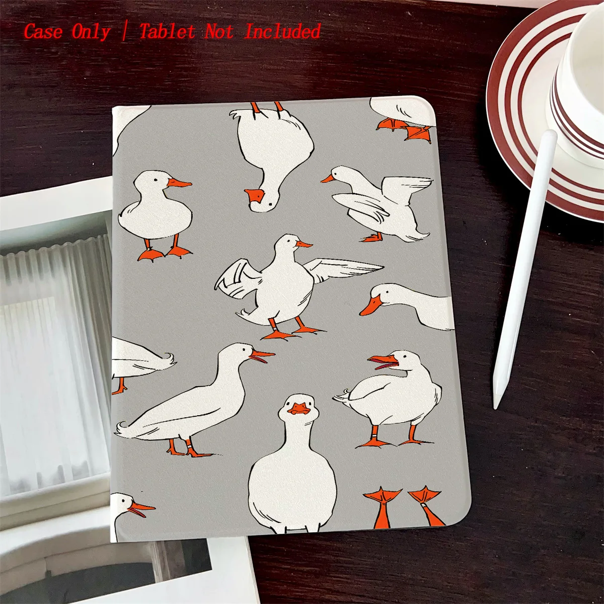 

Cute Duck Printed iPad Case with Pen Slot - Simple Fresh Style Book Design for Pro/Air 5 4/iPad 10/Mini 5