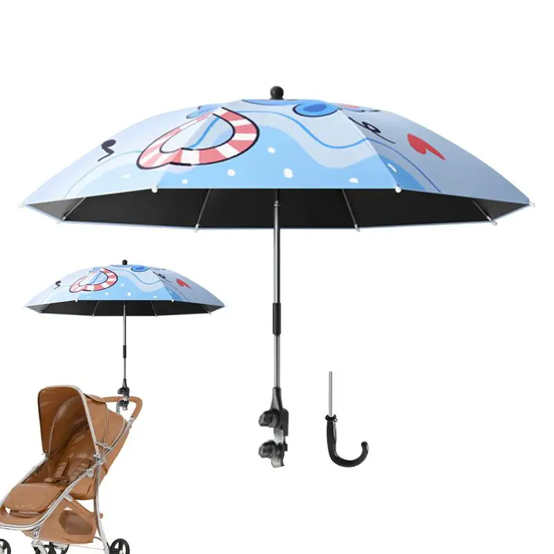 Baby Stroller Parasol Clip On Design UV Protection Umbrella Waterproof SunProof Stroller Parasol Sun Shade With Clamp For Trolly