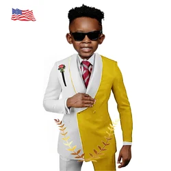 Color Block Suit Boys Jacket Pants 2 Piece Set Fashionable Wedding Tuxedo for Kids Formal Party Dress 2-16 Years Old