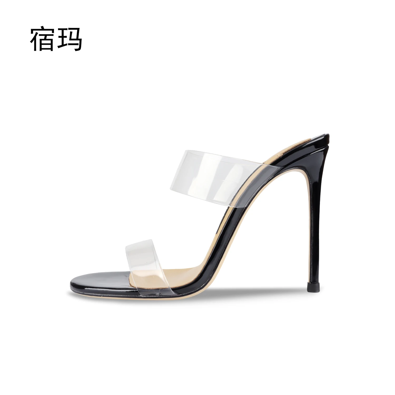 Summer Women's Shoes 2023 Slippers Luxury Open Toe Pvc Sandals Evening Dress Shoe Sexy High-heeled Sandals 6-8 10CM With Box