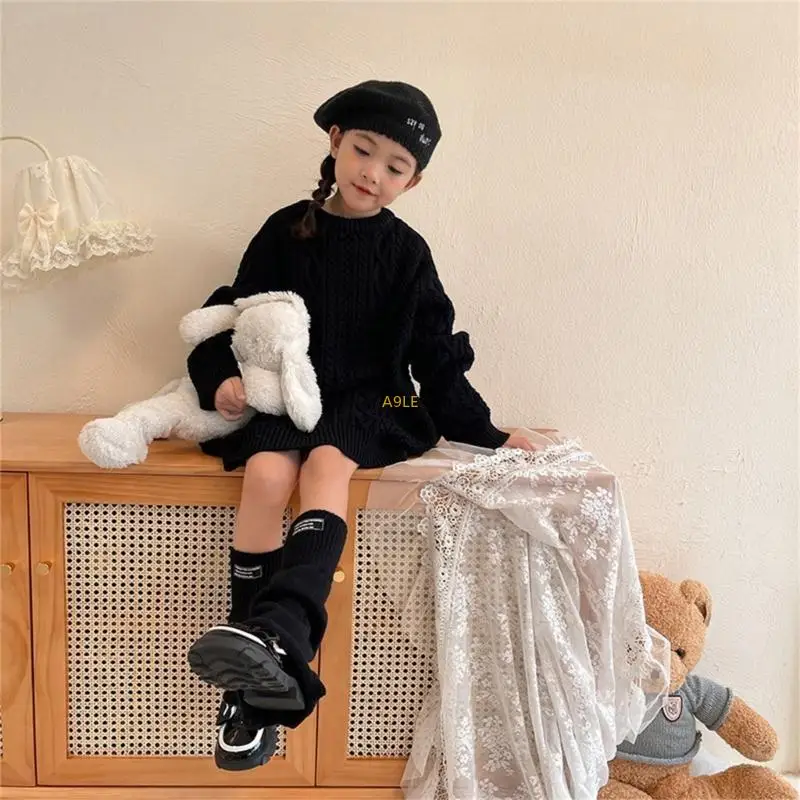 

Handmade Crochet Leg Warmers Stockings for Child Girls Knee High Socks Breathable Tights Loose Leggings Kids Leg Covers