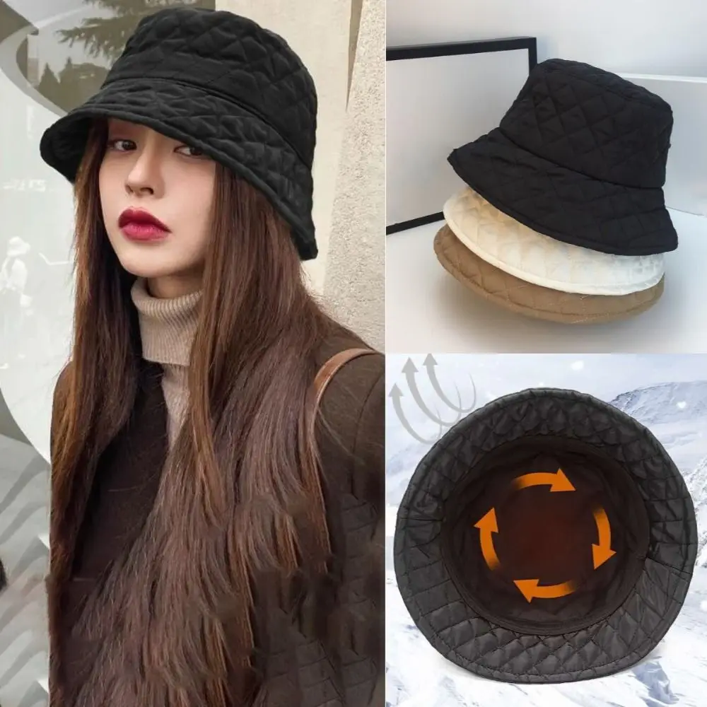 Cute Waffle Fisherman Hat Solid Color Cold Resistance Basin Hat Warmth Ultra Light Bucket Hats Travel