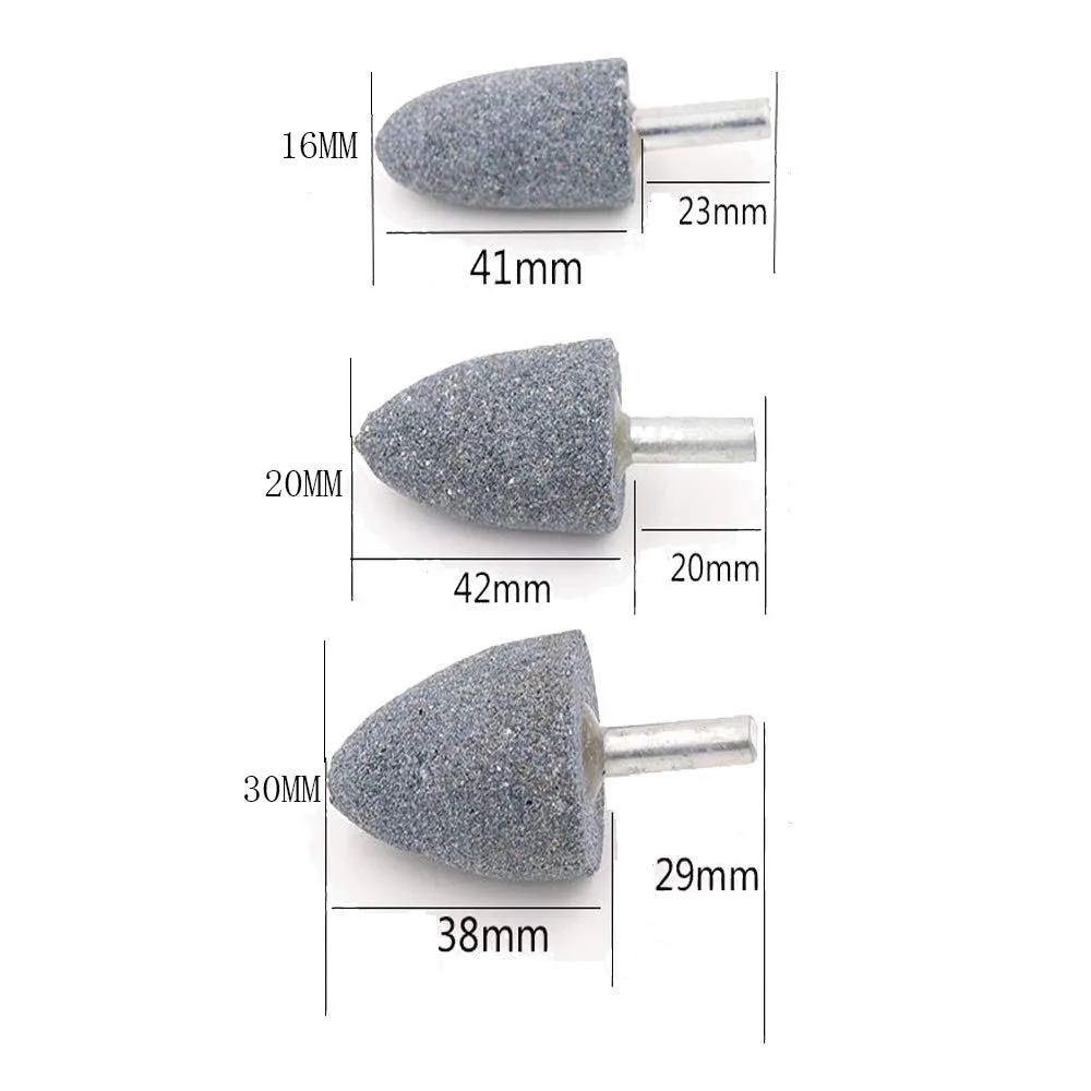 80 Grit 3 Shape Stone Point Abrasive Grinding Wheels Bit Set, 1/4" Mandrel for Rotary Tools view 4