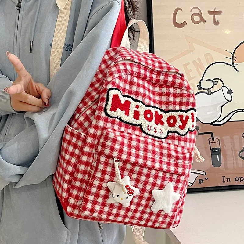 

1 шт., уличная сумка для альпинизма, красный клетчатый рюкзак, милый японский рюкзак, осенне-зимний новый школьный рюкзак большой вместимости