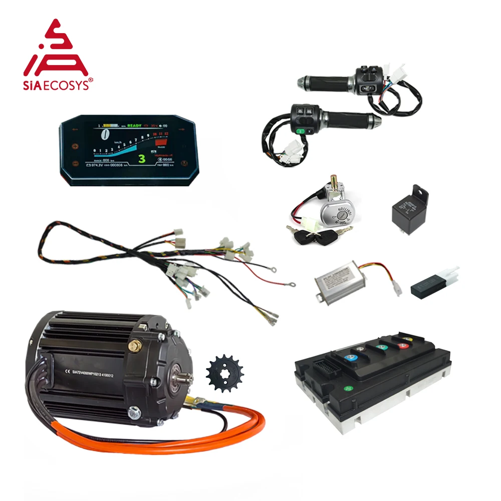 SiAECOSYS QS138 4000 واط V3 علبة التروس المحرك مع CJ72590 وحدة تحكم قابلة للبرمجة 72V120KPH مجموعات المحرك للدراجات النارية الكهربائية