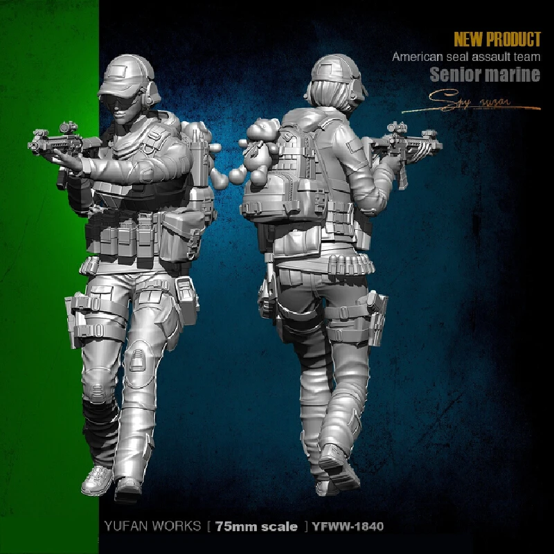 

75mm 1/24 Navy Seal Team Members Resin Model Figure Gk Micro Miniature 3d Printed White Model Toy Unassembled And Unpainted Kit