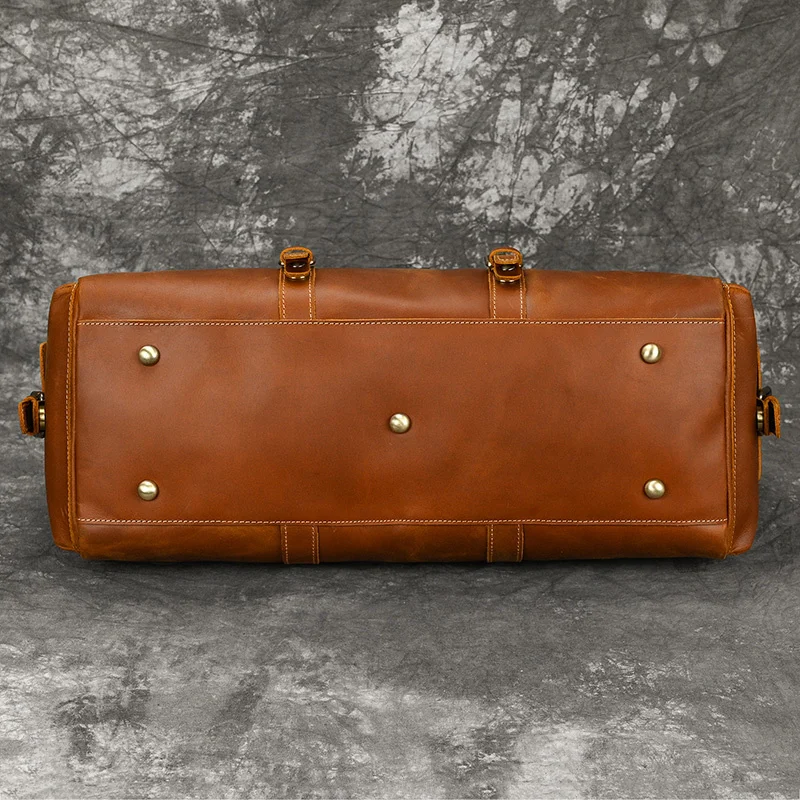 50cm Vintage Style Men\'s Leather Travel Duffle Bags 100% Cowhide Leather Travel Bag Baggage Bags On Luggage 2023 New Arrivals