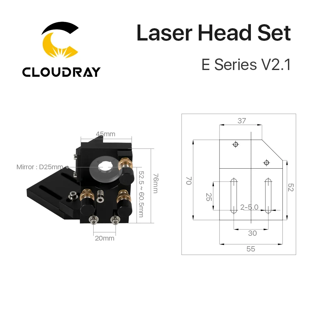 Set di teste serie Cloudray CL37 E con obiettivo di messa a fuoco Laser ZnSe E specchi riflettenti MO SI 25mm