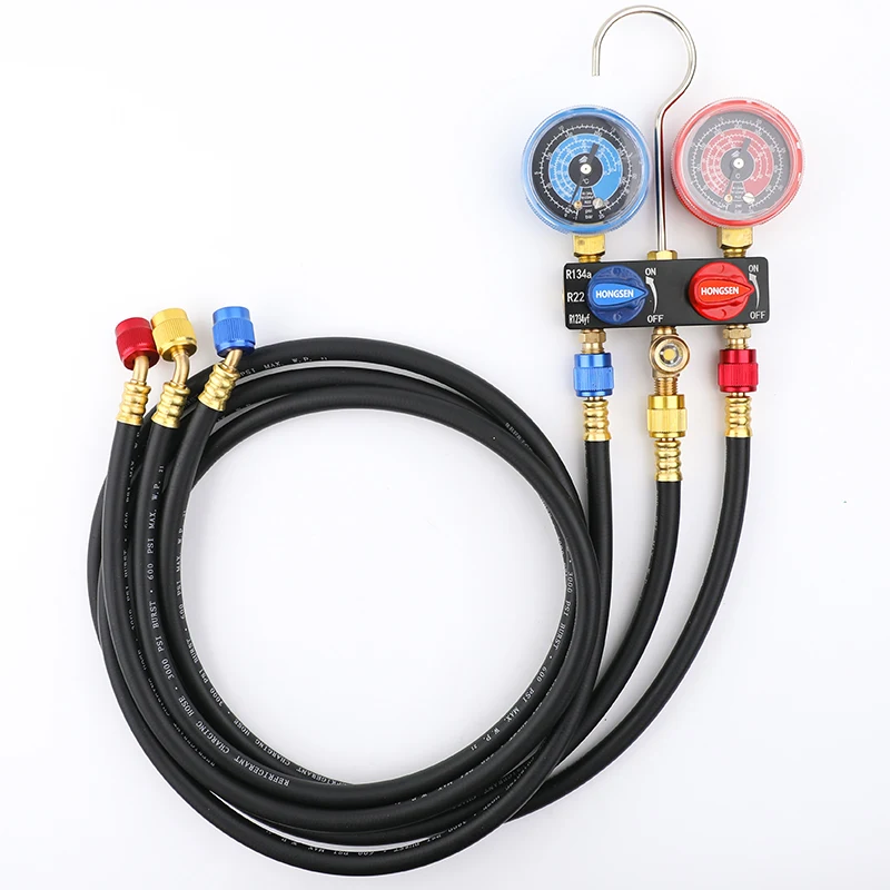 

M01-134-A Double-Meter Ball Valve Switch Liquid-Filled Car Fluoride Meter Refrigerant Meter For Air Conditioner Tools