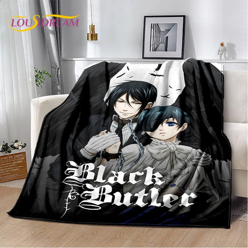 Cartoon Black Butler Anime 3D Blanket,Soft Throw Blanket for Home Bedroom Bed Sofa Picnic Travel Office Rest Cover Blanket Kids