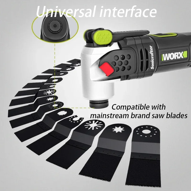 Worx WU690 Cordless Oscillating Multi-Tools Brushless 20v Max 18000T/min Swing Angle 4 Shock Absorbing Universal Green Battery