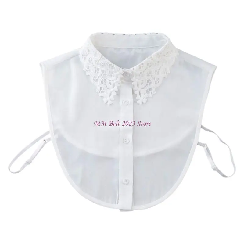 49ME Detachable Shirt Collar Lace Embroidery for Multiple Outfit Combinations Easily