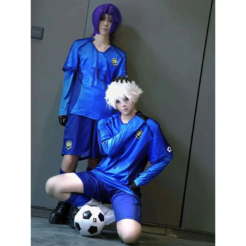 2025 22 bloqueio anime cosplay traje chigiri bachira isagi reo rin nagi hiori yukimiya niko shorts camiseta meia peruca azul