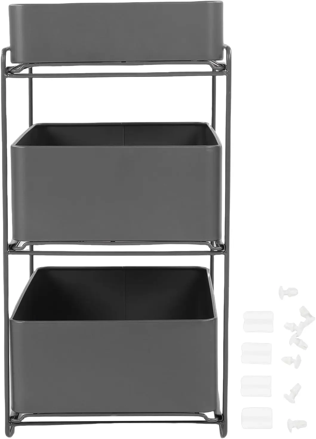 Under Sink Pull Out Storage Organizer Rack Steel 3 Tier For Toiletries Cosmetics Kitchen Utensils