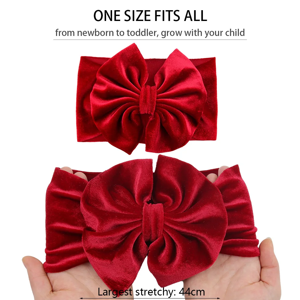 2Pcs/Lot Velvet Baby Valentine\'s Day Headbands Gift Photography Props Heart Shap Big Bows Hairbands Korean Kids Hair Accessories