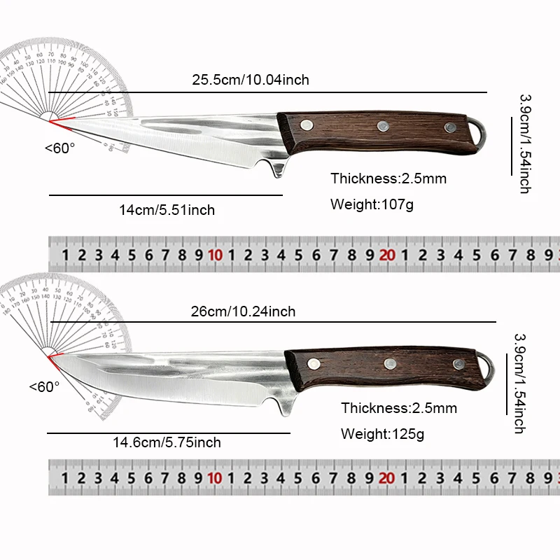 Forged Boning Knife Full Tang Wood Handle Butcher Knife Kitchen Meat Cleaver BBQ Fishing Vegetable Cutting - view 2