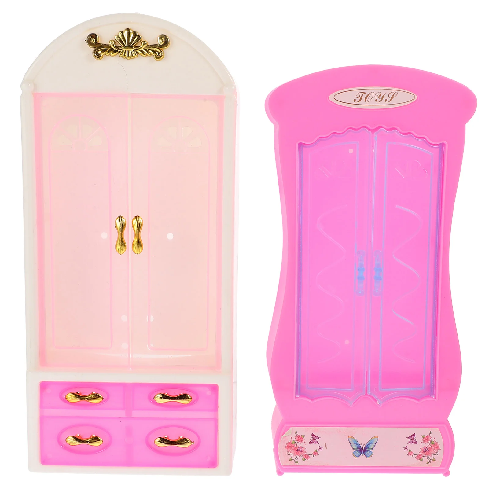 2 Pcs Model Mini Wardrobe Decor Home Miniature Cabinet Kid Furniture Plastic House Accessories