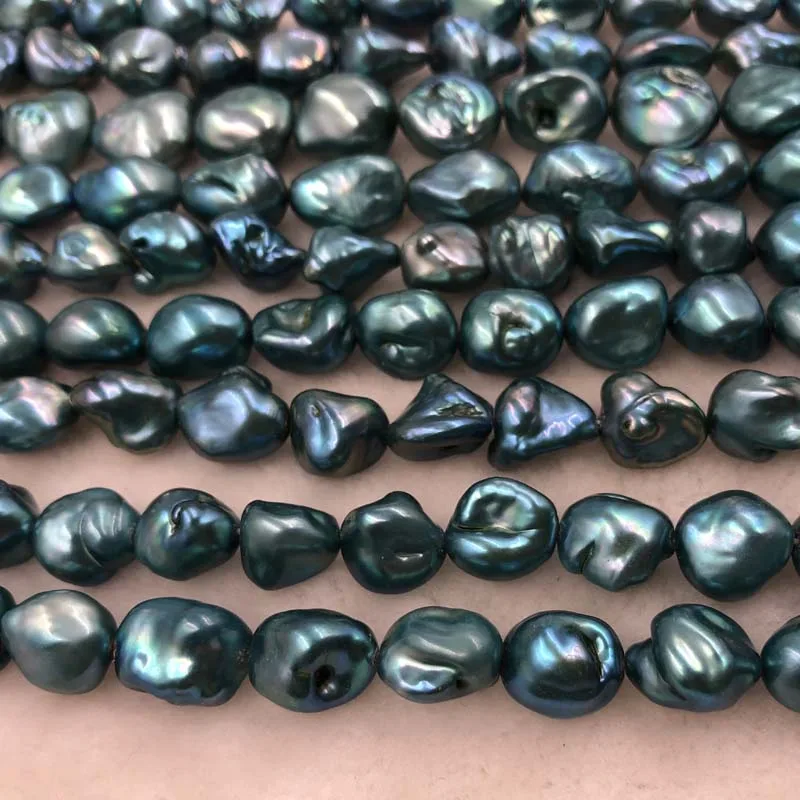 

ELEISPL Wholesale 3 Strings 10-12mm Baroque Blue Freshwater Pearls 40cm #1042