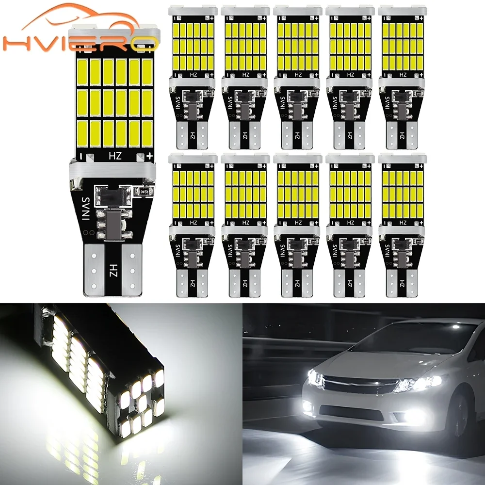 

10pcs Car T15 4014 1156 1157 45SMD Brake LED Auto Back Reverse Lights Turn Signal Licenses Plate Lamp White Waterproof Universal