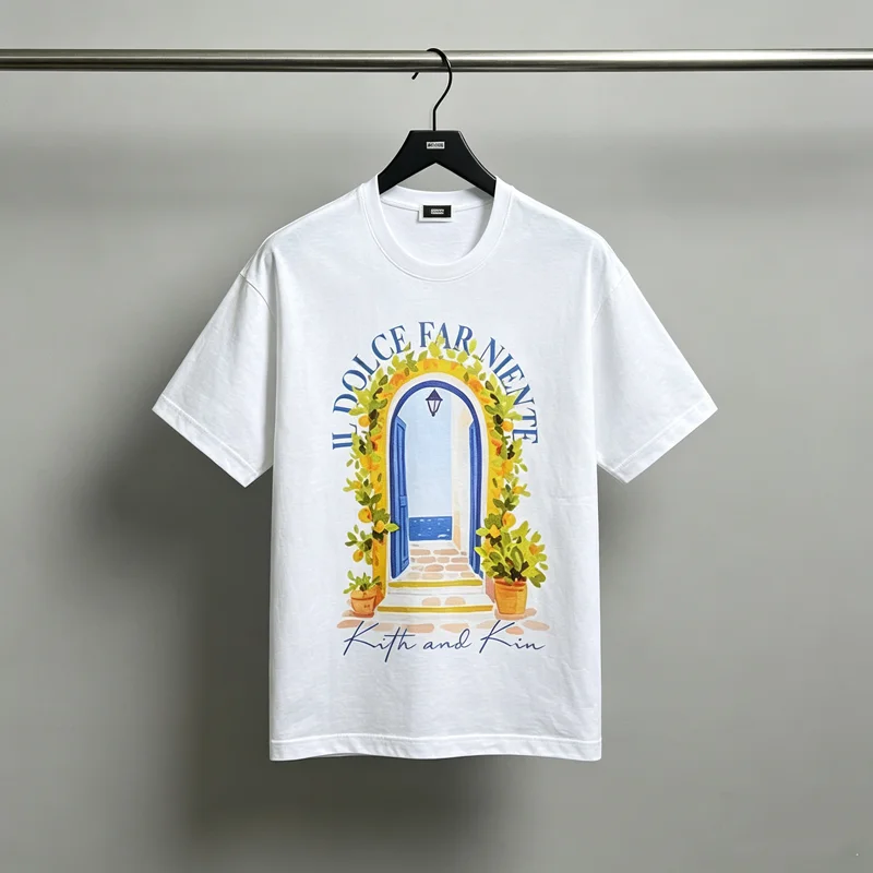 Fantasy Gate Flower Print KITH T Shirt Men Women Best Quality Loose Short Sleeve Streetwear Cotton T-shirt Tops Tee