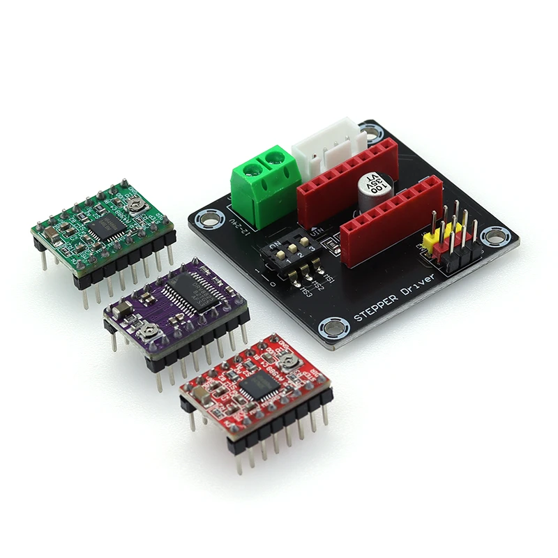 3D Printer Bagian A4988 DRV8825 Stepper Motor Driver dengan Heat Sink untuk Skr V1.3 1.4 GTR V1.0 Landai 1.4 1.6 MKS Gen V1.4 Papan