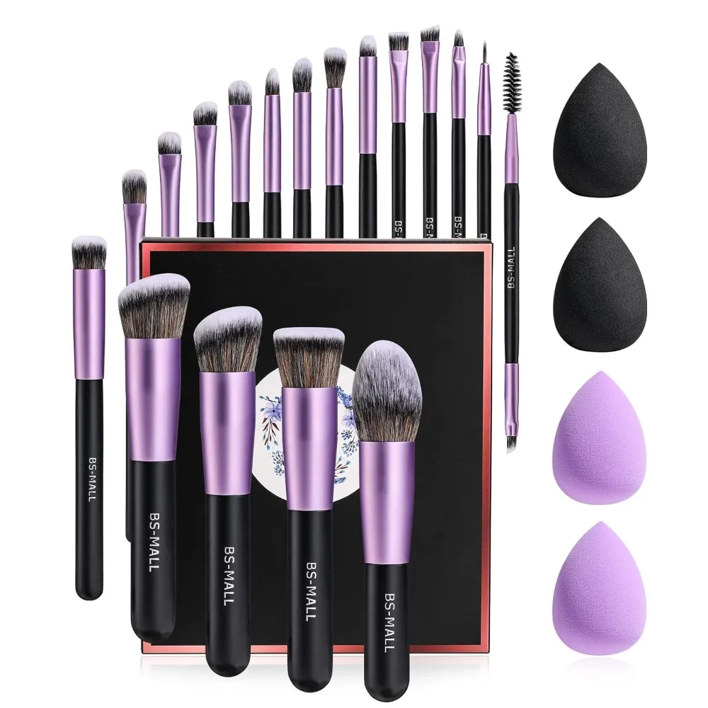 

BS-MALL Makeup Brushes Premium Synthetic Foundation Powder Concealers Eye Shadows Makeup 18 Pcs Brush Set with 4 Pcs Makeup spon