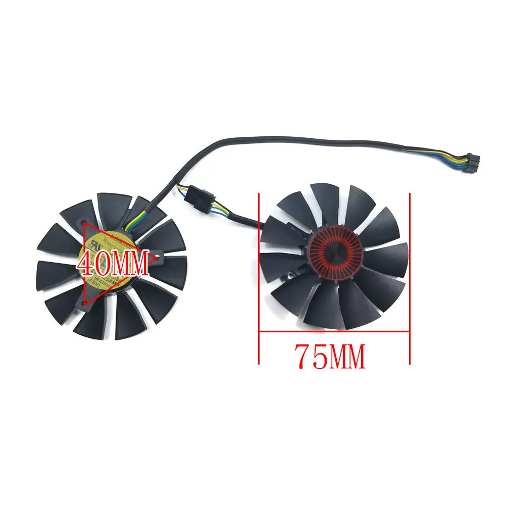 NEW 75MM 4PIN T128010SH FD7010H12S STRIX-R9 370 GPU Fan，For ASUS STRIX GTX 960 950 750TI 1060 1050TI Graphics card cooling fan