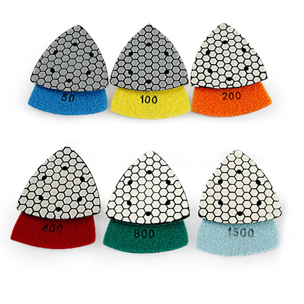 Triangle Emery Dry Polishing Pads 90mm For Granite Marble Stone Sanding Discs Corner Grinding Tool Angle Grinder Accessories Set