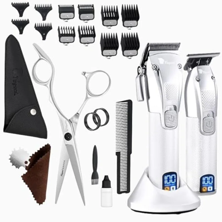 

Professional Hair Clippers Hair Scissors Hair Trimmer Set Extremely Sharp Titanium Stainless Steel Blades Black and Silver Turb