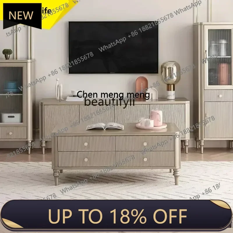 

P178 k185 American simple solid wood living room TV cabinet coffee table combination Nordic floor cabinet living room furniture