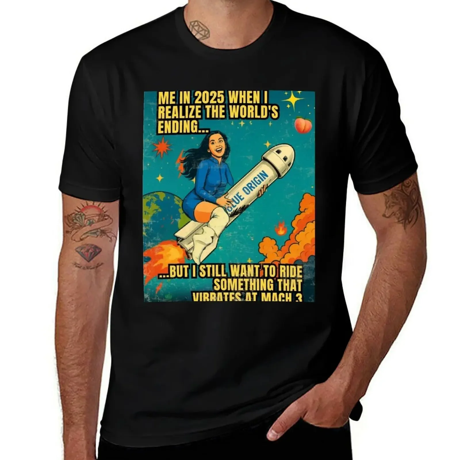 

Me in 2025 When the World’s Ending – Pop Art Rocket Meme T-Shirt shirts graphic plus size tops custom t shirt mens clothing