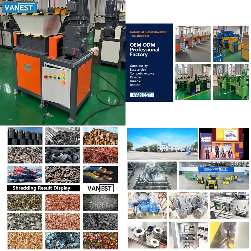 Granuladora de cable de cobre VANEST Industrial Paper Cardboard Carton Double Shaft Shredder Machine Plastic Bottle Recycling