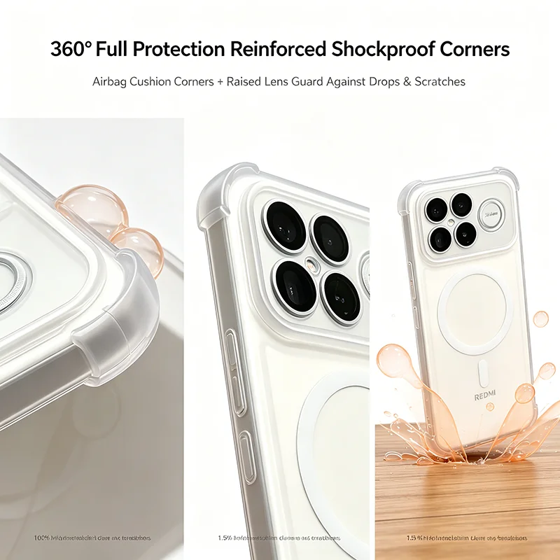 

Shockproof Case For Xiaomi Poco F8 F7 Ultra F6 X7 X8 Pro Max Liquid Silicone Transparent Matte Cover Magnetic For Magsafe Shell