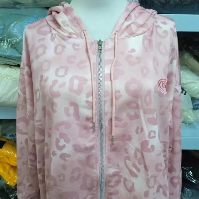 Pink Zip Hoodie Y2k Harajuku Streetwear Leopard Print Ladies