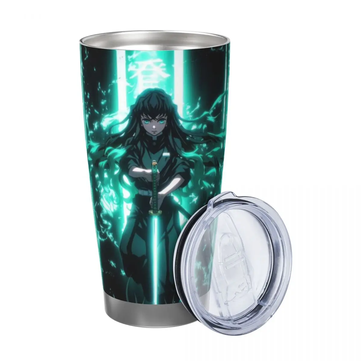 Muichiro Tokito Demon Slayer 20oz Stainless Steel Car Mug Straw Thermal Iced Travel Cup Vacuum Insulated Coffee Hot Cup