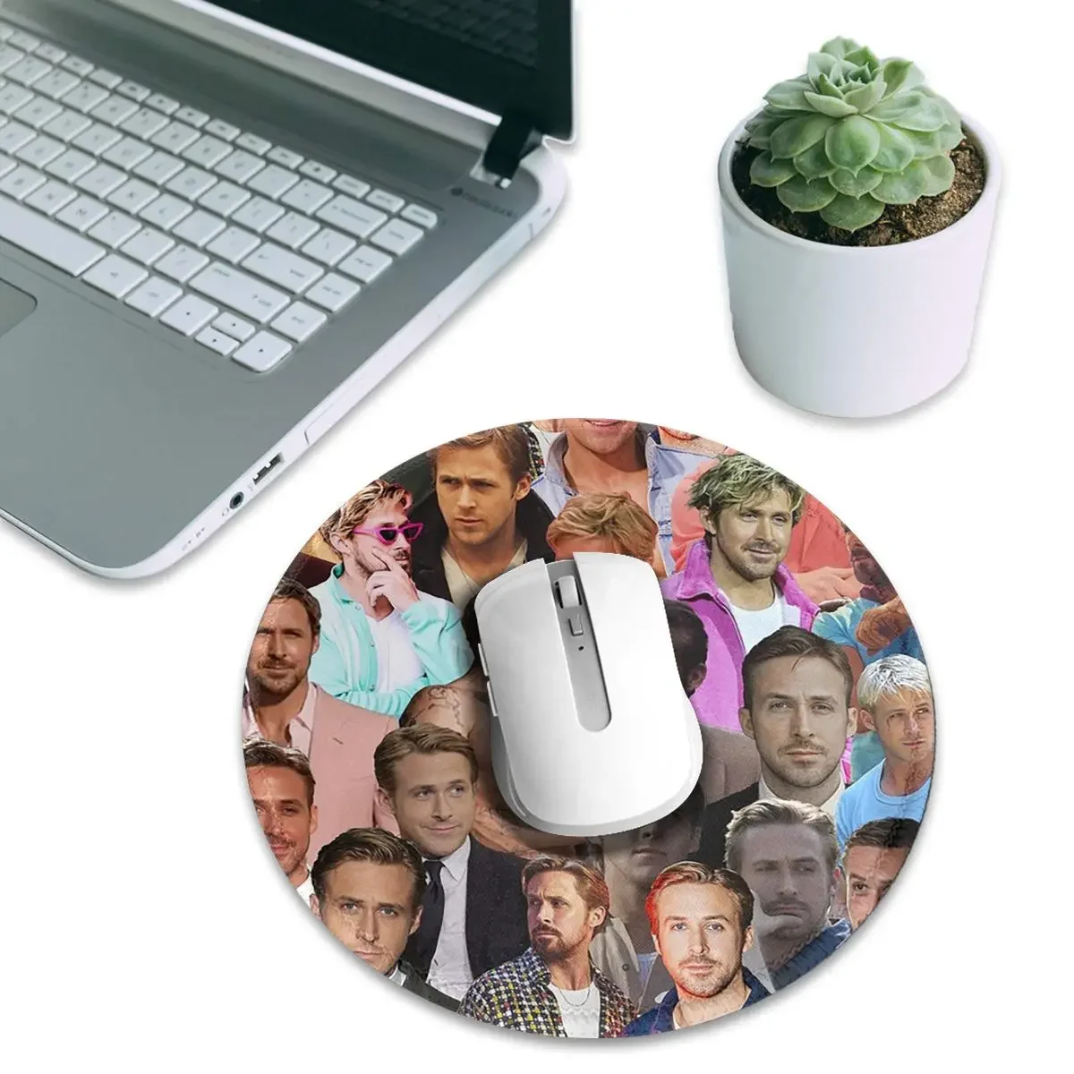 Ryan Gosling Photo Collage Round Mouse Pad Computer Keyboard Mouse Mat Gamer PC Desk Mat Office Table Mats