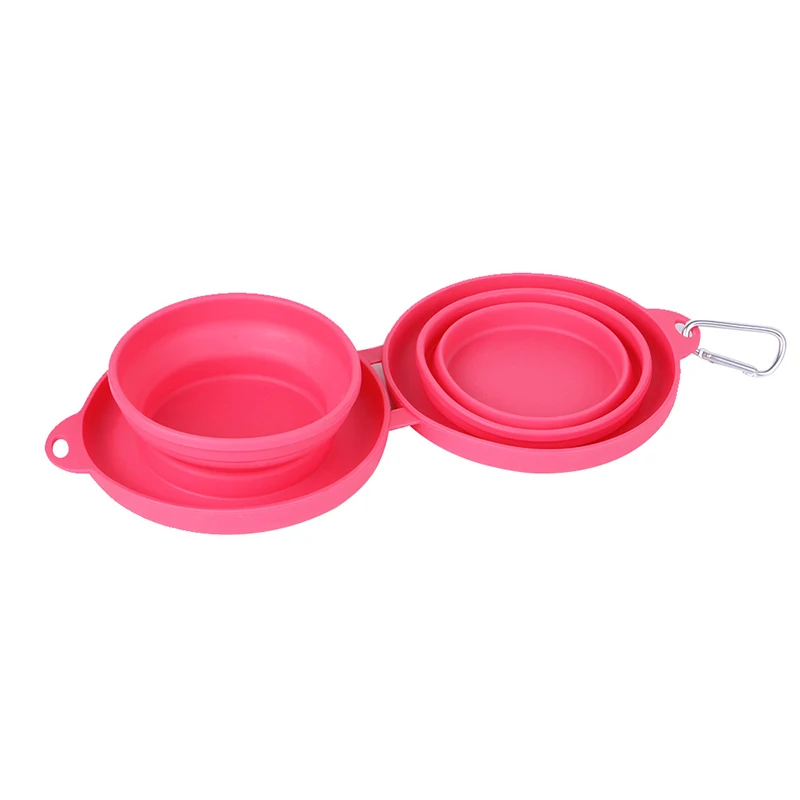 Thickened TPE folding silicone pet bowl outdoor pet double bowl pet supplies portable folding cat and dog bowl