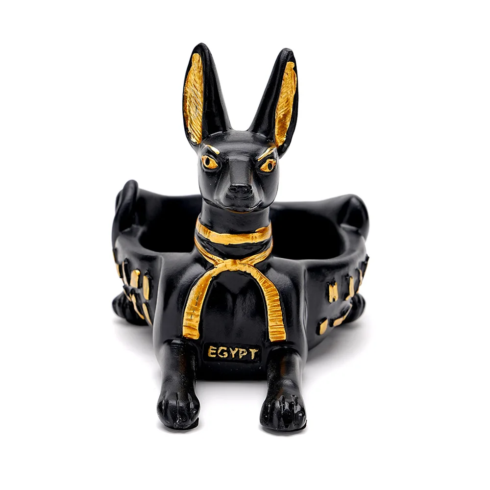 Resin Anubis Bastet Figurine Ashtray Egyptian Statue Luxury Fortune Jewelry Box for Home Entrance