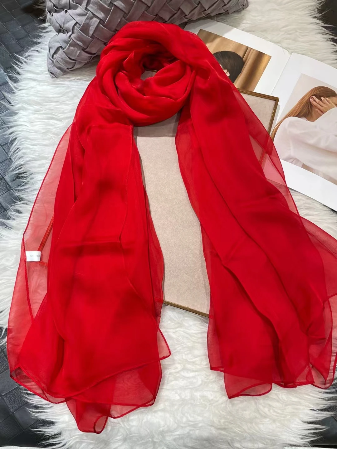 [BYSIFA] Women Summer 100% Natural Silk Beach Long Shawls Scarves Spring Fall Luxury Sexy Red Silk Scarf Headscarf Winter Scarve