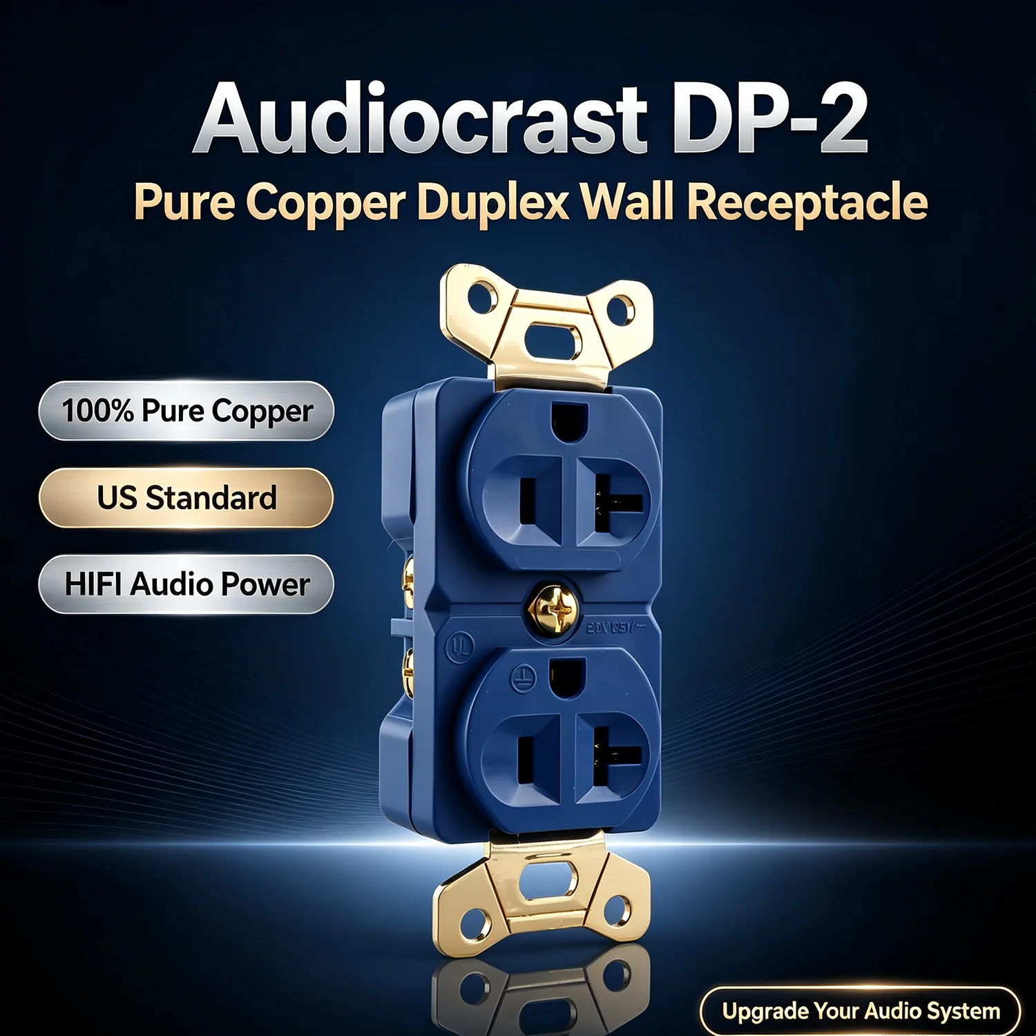 Piece Audiocrast DP-2 Pure Copper Duplex Wall AC Power Receptacles Wall Outlet US Power Distributor AC Power Duplex Wall Socket