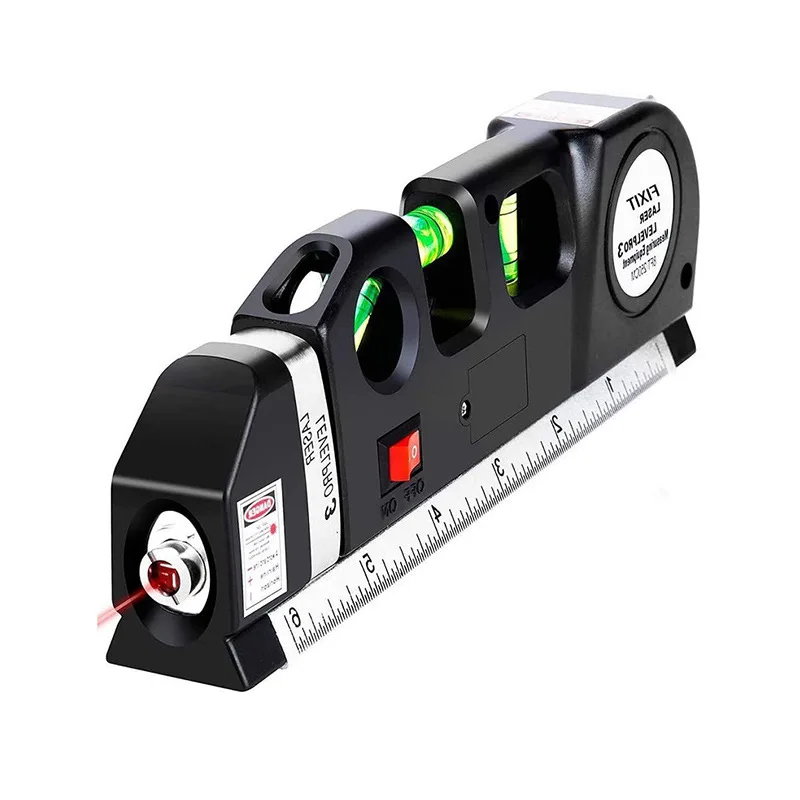 Easy to Use Multi-Purpose Laser Level Kit Cross-Line Laser with 8FT/2.5M Ruler, Precision Leveling for Picture, Cabinet, Tile